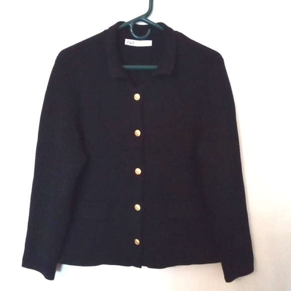 Zara Women's Navy Nautical Style Cardigan with Gold Buttons Size XL - Picture 2 of 10